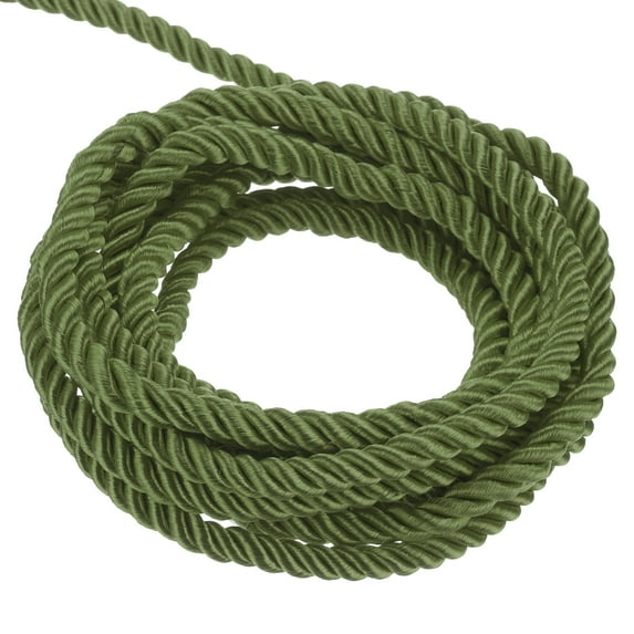Uxcell Twisted Cord Trim 11 Yard 0.12 inch 3-Ply Twine Braided Rope Shiny Thread String for Craft Gift Bag Curtain Olive Green