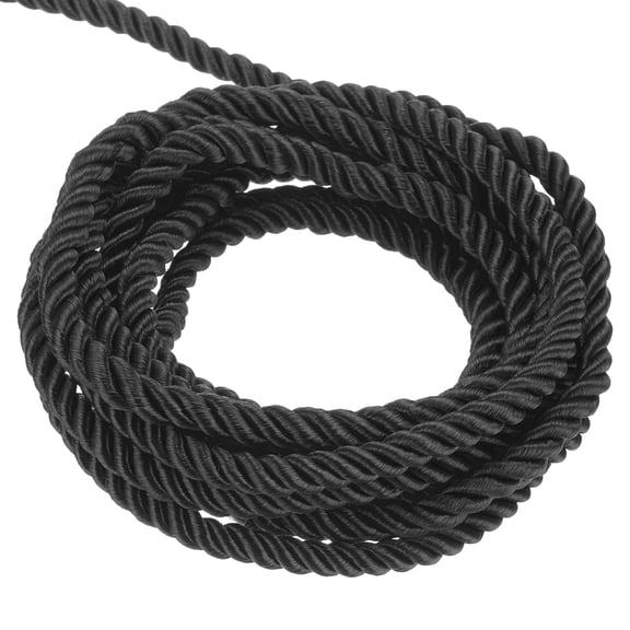 Uxcell Twisted Cord Trim 22 Yard 0.2 inch 3-Ply Twine Braided Rope Shiny Thread String for Craft Gift Bag Curtain Black