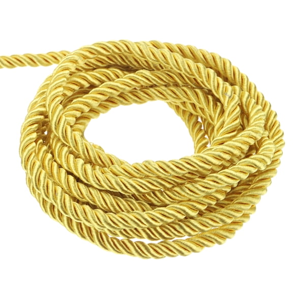 Uxcell Twisted Cord Trim 22 Yard 0.2 inch 3-Ply Twine Braided Rope Shiny Thread String for Craft Gift Bag Curtain Light Gold