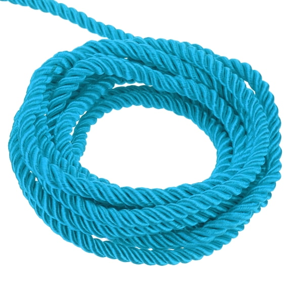 Uxcell Twisted Cord Trim 22 Yard 0.2 inch 3-Ply Twine Braided Rope Shiny Thread String for Craft Gift Bag Curtain Sky Blue