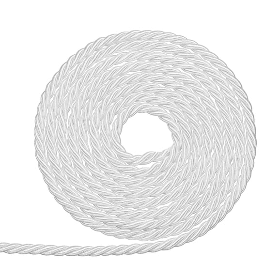 Uxcell Twisted Cord Trim, 3mm/11 Yard Trim Cord Rope 3-Ply Polyester Silk Twine Braided Rope Twist Ties Cords Silk Rope for Home Decor Graduation Honor Cord DIY Craft, White