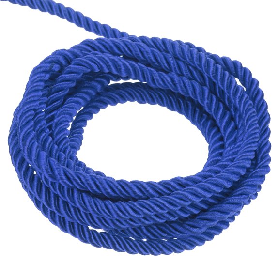 Uxcell Twisted Cord Trim 5 Yard 0.12 inch 3-Ply Twine Braided Rope Shiny Thread String for Craft Gift Bag Curtain Dark Blue