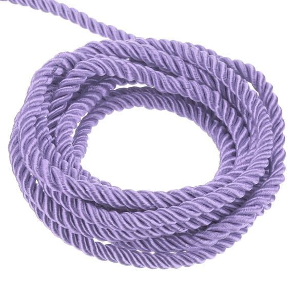 Uxcell Twisted Cord Trim 5 Yard 0.12 inch 3-Ply Twine Braided Rope Shiny Thread String for Craft Gift Bag Curtain Light Purple