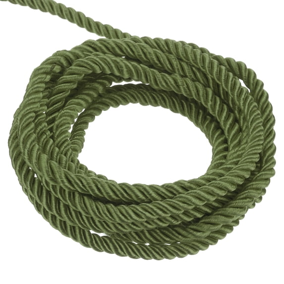 Uxcell Twisted Cord Trim 5 Yard 0.12 inch 3-Ply Twine Braided Rope Shiny Thread String Olive Green
