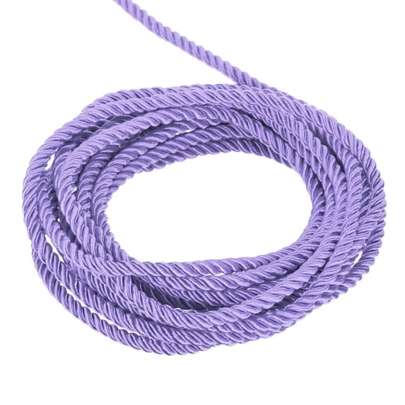 Uxcell Twisted Cord Trim 5 Yard 0.2 inch 3-Ply Twine Braided Rope Shiny Thread String for Craft Gift Bag Curtain Light Purple