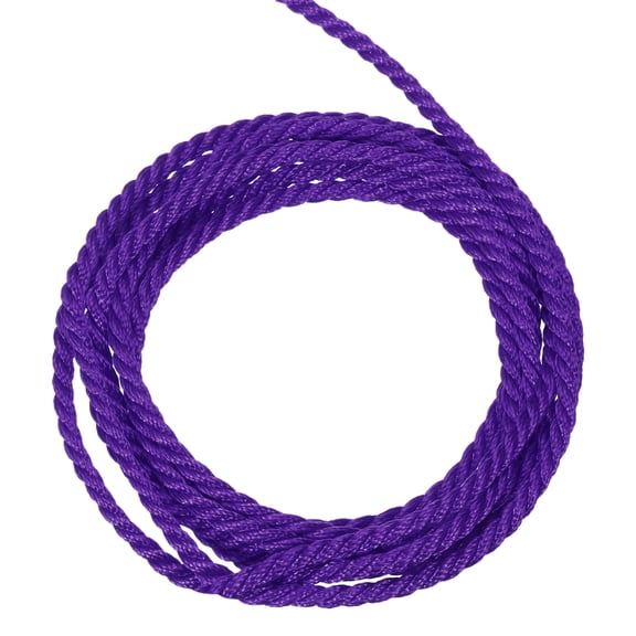 Uxcell Twisted Cord Trim Twine Braided Rope Shiny Thread String for Craft Gift Bag Curtain Christmas Decor Purple 5 Yard 0.1 in