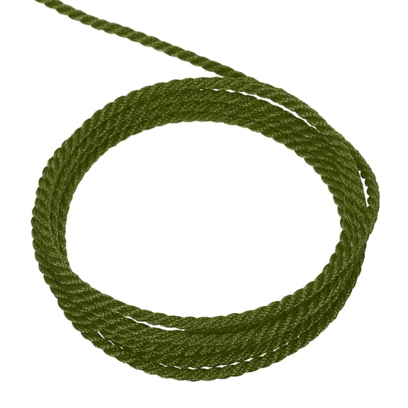 Uxcell Twisted Cord Trim 5 Yard 0.04 inch 3-Ply Twine Braided Rope Shiny Thread String Army Green