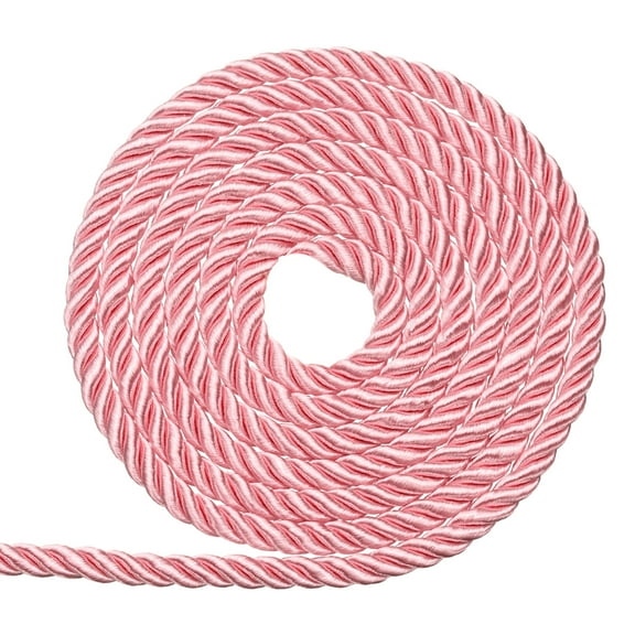 Uxcell Twisted Cord Trim, 5mm/11 Yard Trim Cord Rope 3-Ply Polyester Silk Twine Braided Rope Twist Ties Cords Silk Rope for Home Decor Graduation Honor Cord DIY Craft, Pink