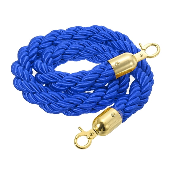 Uxcell Twisted Stanchion Rope, Barrier Rope Twisted Post Ropes with Snap Hooks for Posts Stands Queue Crowd Control Blue Golden 5 Ft