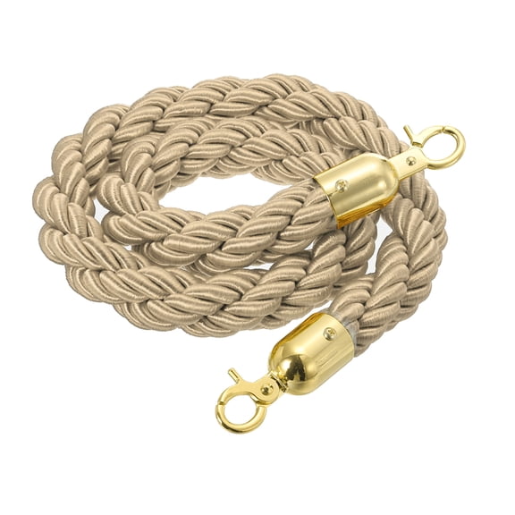 Uxcell Twisted Stanchion Rope, Barrier Rope Twisted Post Ropes with Snap Hooks for Posts Stands Queue Crowd Control Champagne Golden 3.28 Ft