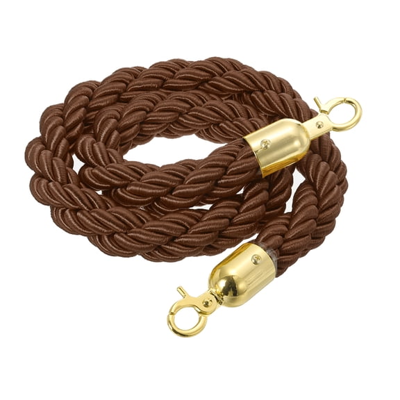 Uxcell Twisted Stanchion Rope, Barrier Rope Twisted Post Ropes with Snap Hooks for Posts Stands Queue Crowd Control Coffee Golden 5 Ft