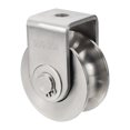 thumbnail image 1 of Uxcell U Groove Wheel with Bracket, Stainless Steel Track Wheel Dia.2.7" Loading 660 lbs Heavy Duty Rigid Caster for Inverted Rolling Gate Industrial Machines Wire Rope Rail, 1 of 7