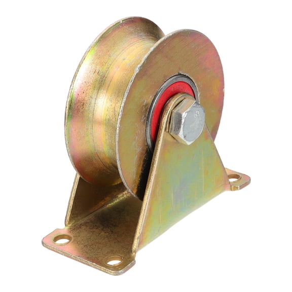 Uxcell U Groove Wheel with Bracket, Steel Sliding Gate Wheels Dia.3" Loading 485 lbs Heavy Duty Rigid Caster for Inverted Track Rolling Gate Industrial Machines Wire Rope Rail Pack of 1