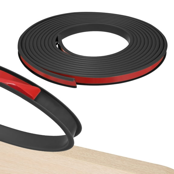 Uxcell U-Shape Edge Banding, 16.4FT x 1/2" TPE Self Adhesive Edging Trim for Furniture/Cabinets [Black]