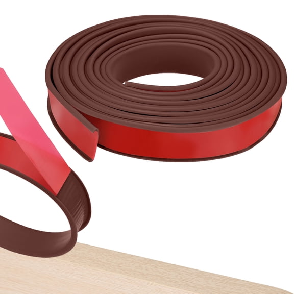 Uxcell U-Shape Edge Banding, 16.4FT x 1" TPE Self Adhesive Edging Trim for Furniture/Cabinets [Brown]