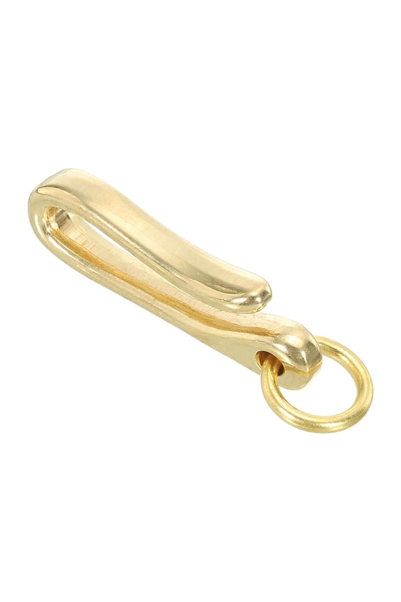 U Shape Hook Keychain, 2" Long Solid Brass Wallet Holder Belt Clip Fish Hook Keychain