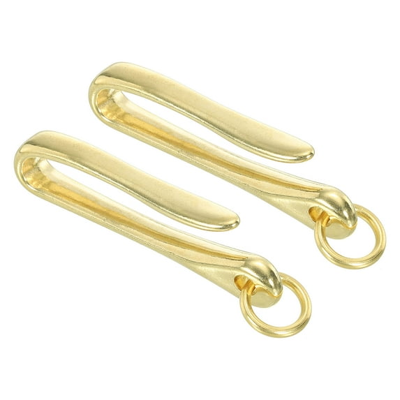 Uxcell U Shape Hook Keychain, 2 Pack 2.8" Long Solid Brass Wallet Holder Belt Clip Fish Hook Keychain