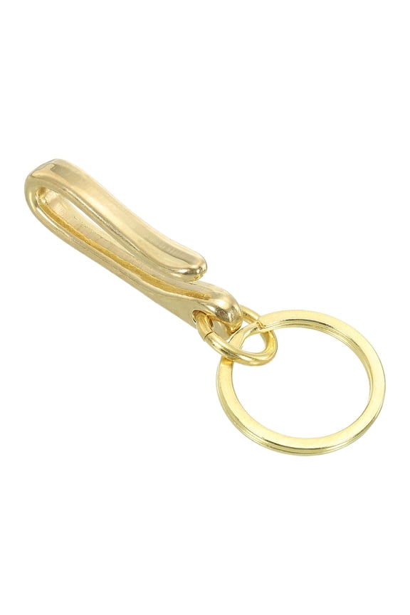 U Shape Hook Keychain, 2" Solid Brass Belt Clip Fish Hook Keychain for Chain Pocket