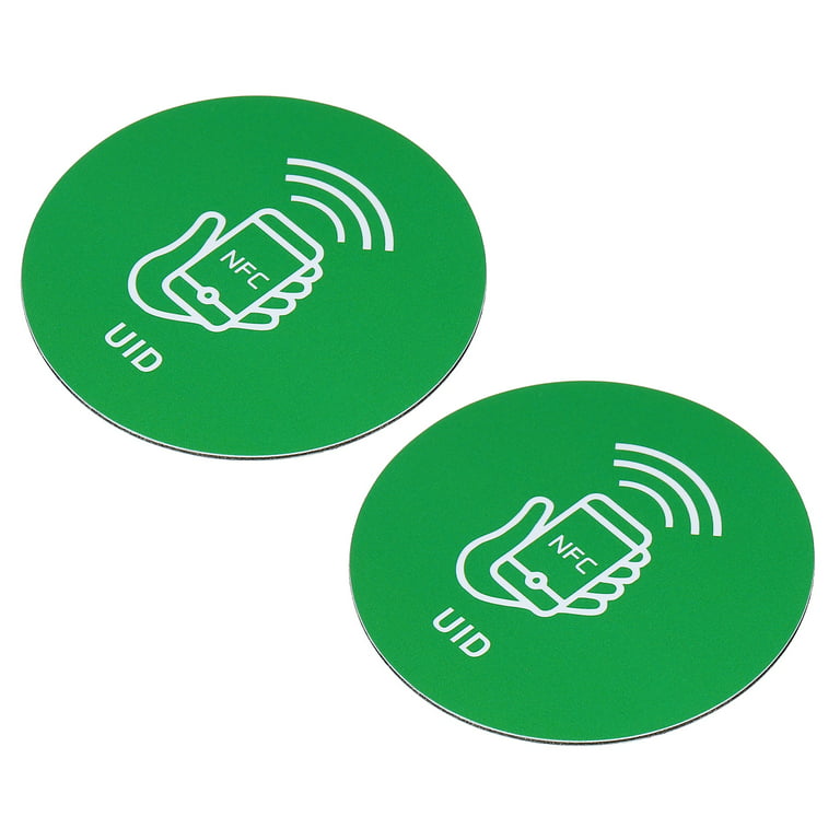 Uxcell UID 13.56MHz Rewritable Back Adhesive NFC Tags Stickers RFID Label  Green 2 Pack
