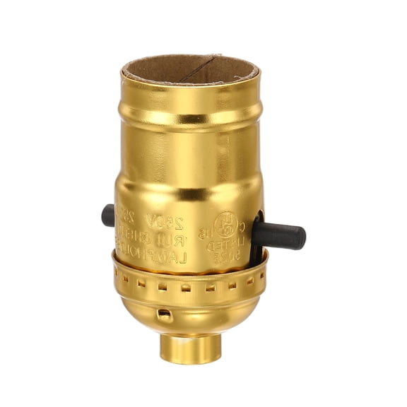 Uxcell UL Listed 3 Way Lamp Socket Replacement 1Pack - E26 Threaded Base, Turn Knob for Low-Medium-High Light Settings Lamp Parts for Table Floor Lights Repair, Gold