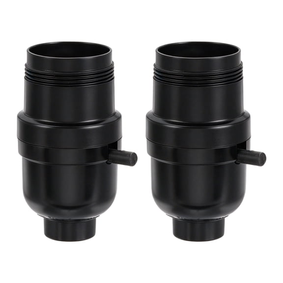 Uxcell UL Listed 3 Way Lamp Socket Replacement 2Pack - E26 Threaded Base, Turn Knob for Low-Medium-High Light Settings Lamp Parts for Table Floor Light Repair, Black
