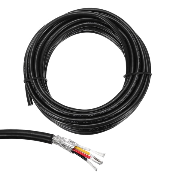 Uxcell UL2464 Shielded Cable 22AWG 5.5 m(18 Ft) 300V 4 Conductor Electrical CNC Wire with Double-Layer Shielding for Home Appliances, Automotive Wiring