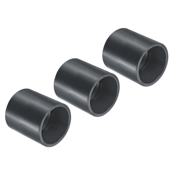 Uxcell UPVC Pipe Fitting 50mm Socket, 3 Pack Straight Coupling, Dark Grey