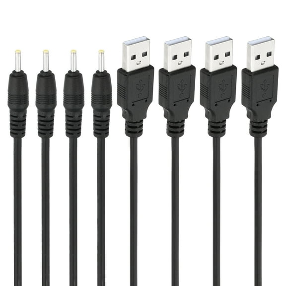 Uxcell USB 2.0 A Type to DC 2.5x0.7mm Barrel Jack Power Cable, 4pcs Wire Adapter Connector Cord, Black