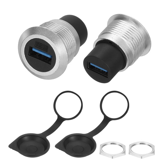 2Pcs USB 3.0 Panel Mount Coupler, USB Pass Through Connector, 5.0Gbps Silver Bulkhead Extension for Home/Office/Industrial