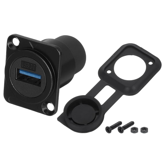 1Pcs USB 3.0 Panel Mount Coupler, D-Type USB Pass Through Connector, 5.0Gbps Black Bulkhead Extension for Home/Office/Industrial