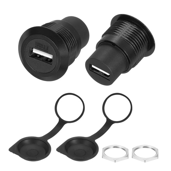 2Pcs USB 2.0 Panel Mount Coupler, USB Pass Through Connector, 480Mbps Black Bulkhead Extension for Home/Office/Industrial