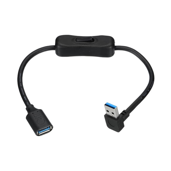 Uxcell USB 3.0 Switch Extension Cable, USB A Male to Female Cord with On/Off Switch Support Data and Power for PC, TV, LED Strips, Laptops, Fan, Car ( 11.8"/0.3meters, Down Angle)