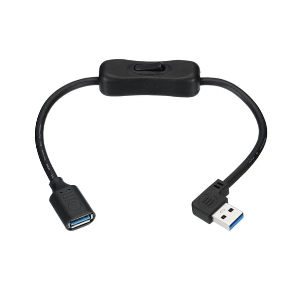 Uxcell USB 3.0 Switch Extension Cable, USB A Male to Female Cord with On/Off Switch Support Data and Power for PC, TV, LED Strips, Laptops, Fan, Car ( 11.8"/0.3meters, Left Angle)