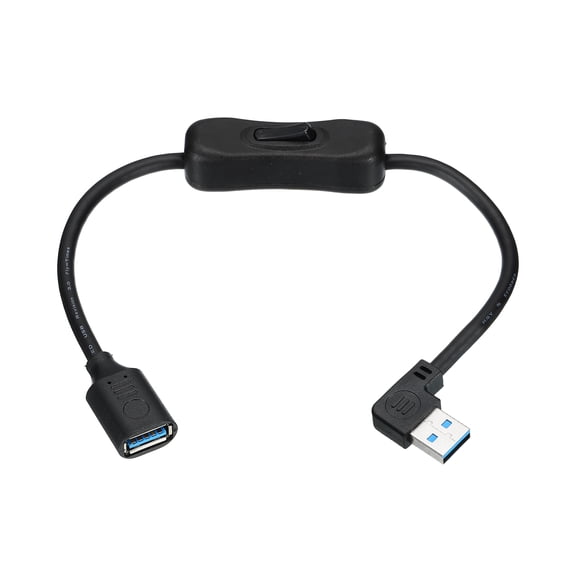 Uxcell USB 3.0 Switch Extension Cable, USB A Male to Female Cord with On/Off Switch Support Data and Power for PC, TV, LED Strips, Laptops, Fan, Car ( 11.8"/0.3meters, Right Angle)