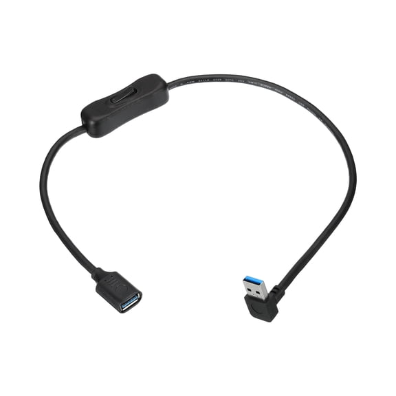 Uxcell USB 3.0 Switch Extension Cable, USB A Male to Female Cord with On/Off Switch Support Data and Power for PC, TV, LED Strips, Laptops, Fan, Car ( 19.7"/0.5m, Down Angle)