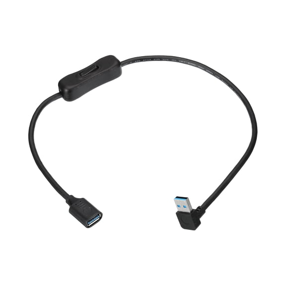 Uxcell USB 3.0 Switch Extension Cable, USB A Male to Female Cord with On/Off Switch Support Data and Power for PC, TV, LED Strips, Laptops, Fan, Car ( 19.7"/0.5m, Up Angle)