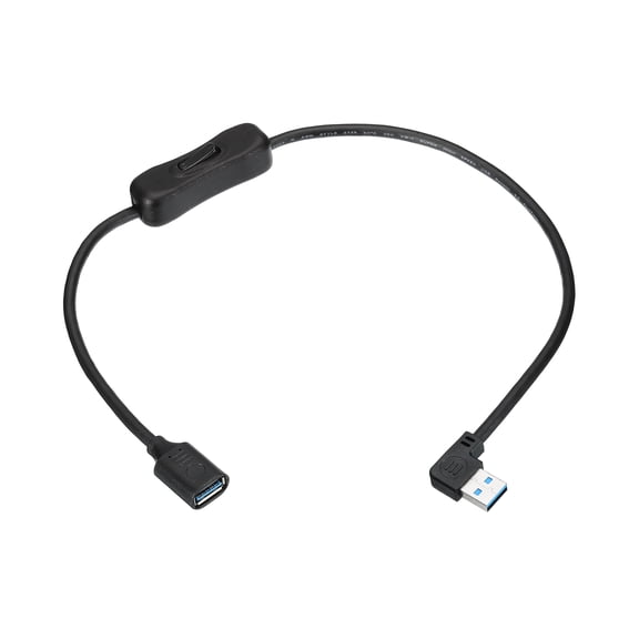Uxcell USB 3.0 Switch Extension Cable, USB A Male to Female Cord with On/Off Switch Support Data and Power for PC, TV, LED Strips, Laptops, Fan, Car ( 19.7"/0.5m, Right Angle)