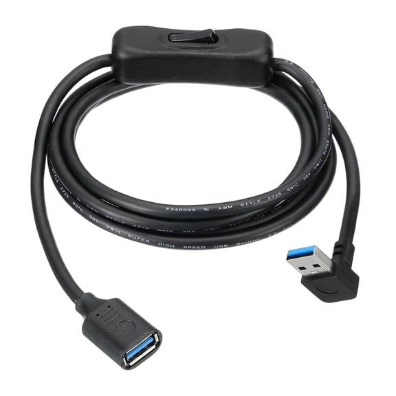 Uxcell USB 3.0 Switch Extension Cable, USB A Male to Female Cord with On/Off Switch Support Data and Power for PC, TV, LED Strips, Laptops, Fan, Car ( 59.1"/1.5m, Down Angle)