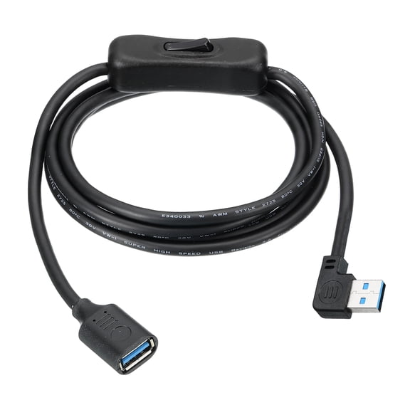 Uxcell USB 3.0 Switch Extension Cable, USB A Male to Female Cord with On/Off Switch Support Data and Power for PC, TV, LED Strips, Laptops, Fan, Car ( 59.1"/1.5m, Right Angle)