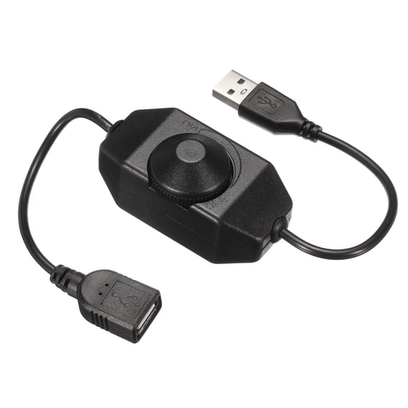 Uxcell USB 5V DC PWM Rotary Inline Dimmer for LED Strips Lights, Black
