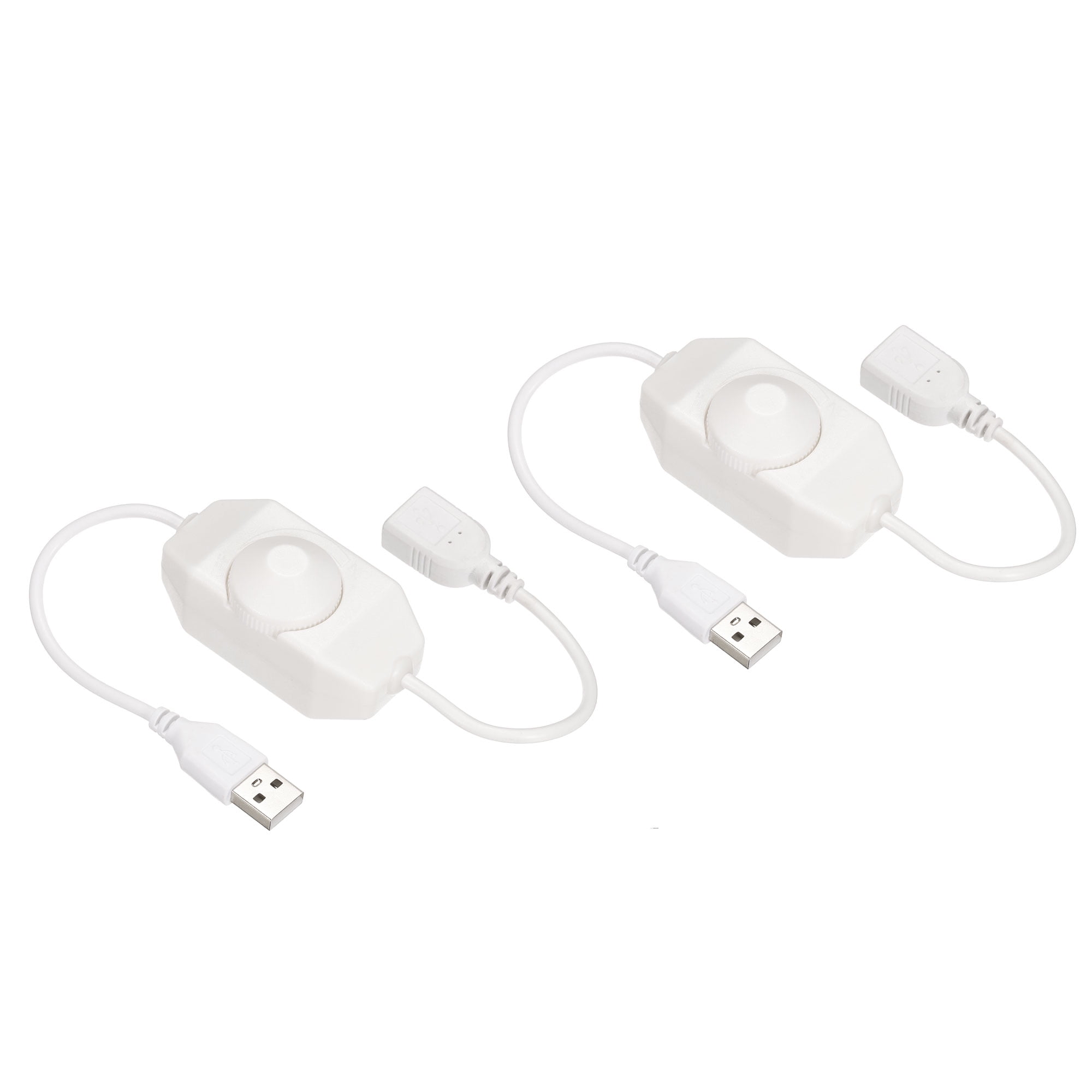 Uxcell USB 5V DC PWM Rotary Inline Dimmer for LED Strips Lights, White, 2 Pack