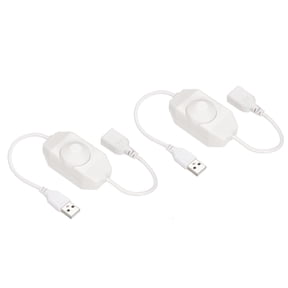 Uxcell USB 5V DC PWM Rotary Inline Dimmer for LED Strips Lights, White, 2 Pack