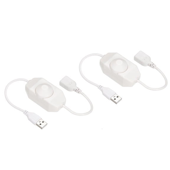 Uxcell USB 5V DC PWM Rotary Inline Dimmer for LED Strips Lights, White, 2 Pack