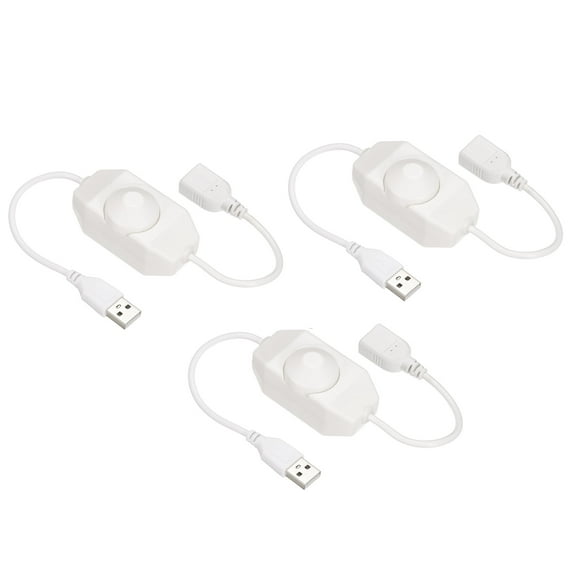 Uxcell USB 5V DC PWM Rotary Inline Dimmer for LED Strips Lights, White, 3 Pack