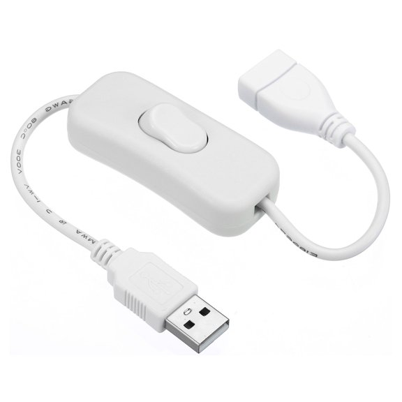 Uxcell USB Extension Cable with ON/Off Switch Extension Cords Adapter Controller for Fans LED Strips White