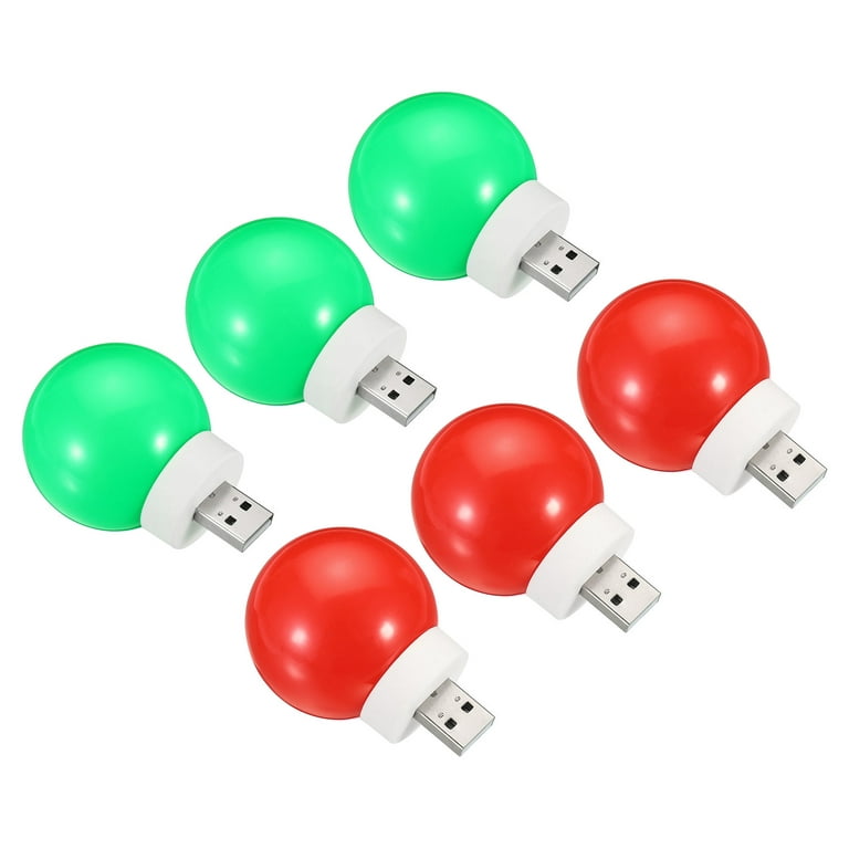 Uxcell USB Plug in Night Light 1W Portable Mini LED Lamp Bulb, Red/Green, 6  Pack