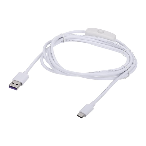 Uxcell USB A Switch Extension Cable, 20AWG Copper Core 5A USB C Male to Female Power Cord with on Off Switch, Charging Cable for LED Strips, LED Desk Lamp, Laptop, White 78.74