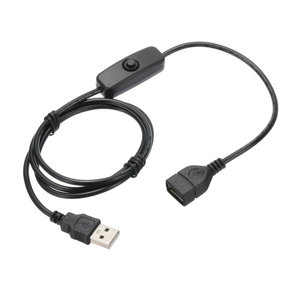 Uxcell USB Switch Extension Cable with Switch, Inline Button Switch Power Cable Data Transfer Cord for LED Strip Desk Lamp Black 3.28 ft  1
