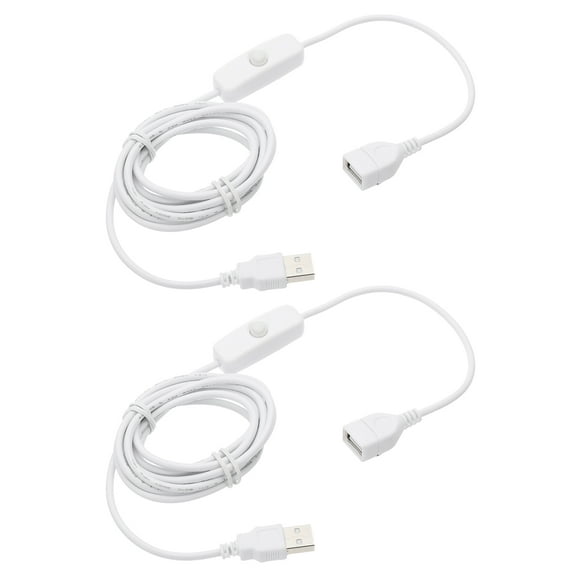 Uxcell USB Switch Extension Cable with Switch, Inline Button Switch Power Cable Data Transfer Cord for LED Strip Desk Lamp White 6.56 ft  2