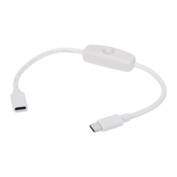 Uxcell  USB Type C Switch Extension Cable, 20AWG Copper Core 5A USB C Male to Female Power Cord with on Off Switch, Charging Cable for LED Strips, LED Desk Lamp, Laptop, White 11.02